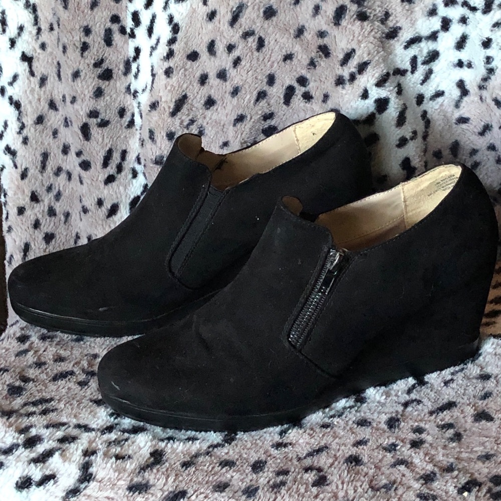 Nicole Women’s Black Suede Wedge Ankle Boot